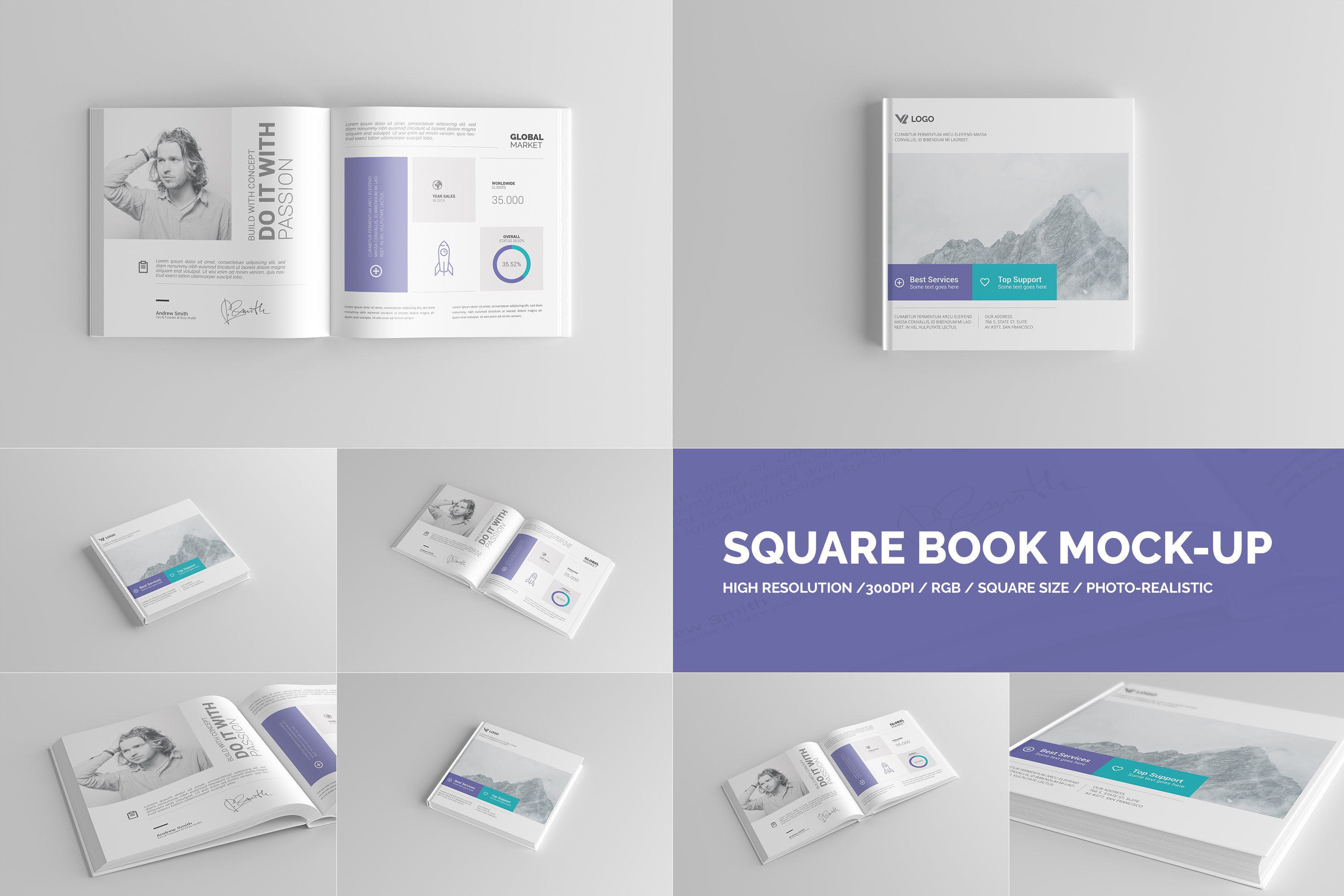 Square Book Mock-Up / Hardcover cover image.