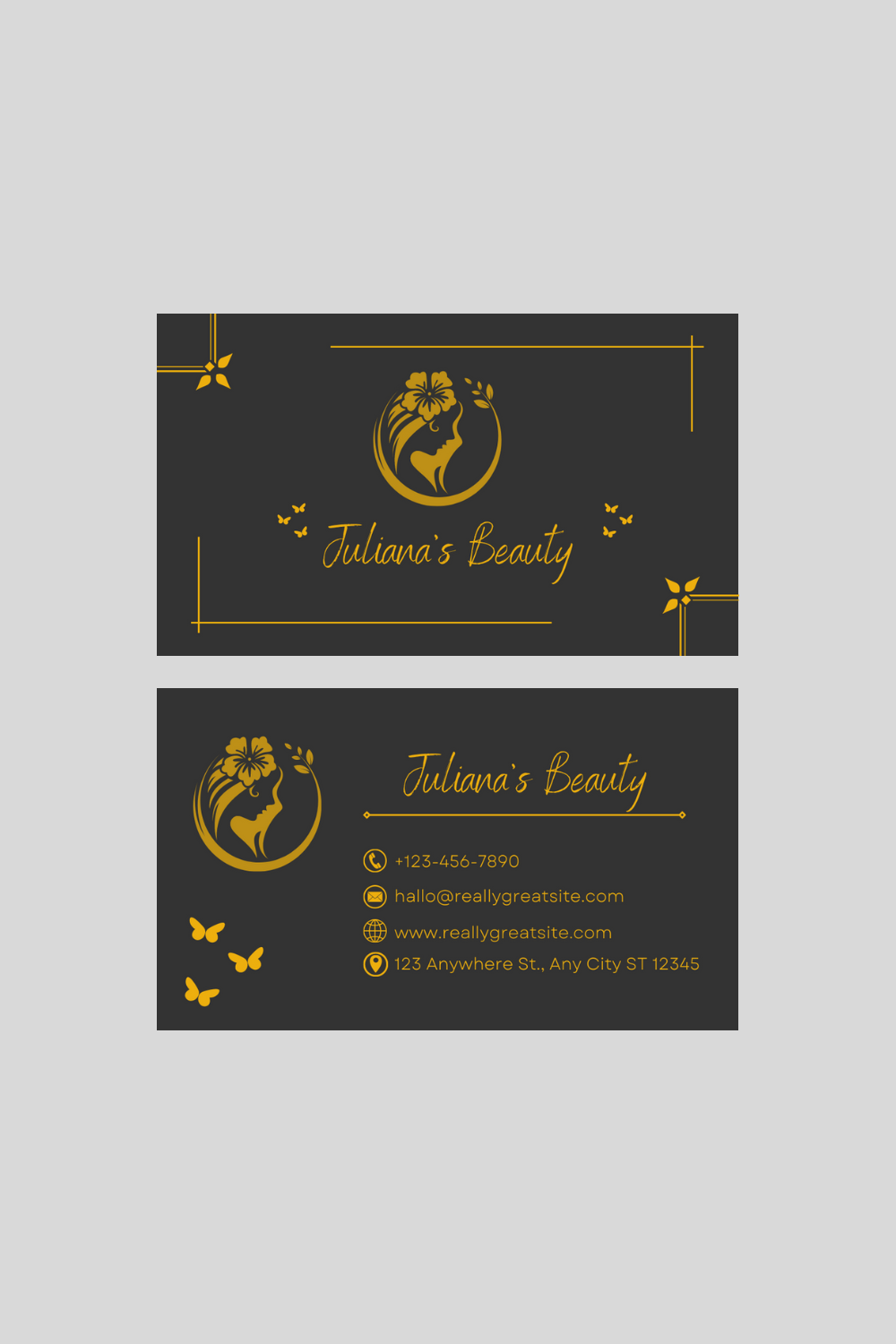 Elegant Business Card Design Template pinterest preview image.