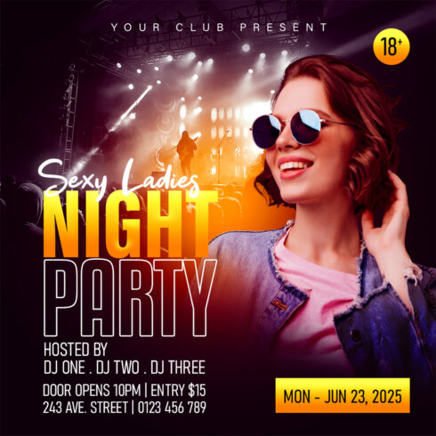 Night Party Flyer Template - DJ Night Party Flyer cover image.