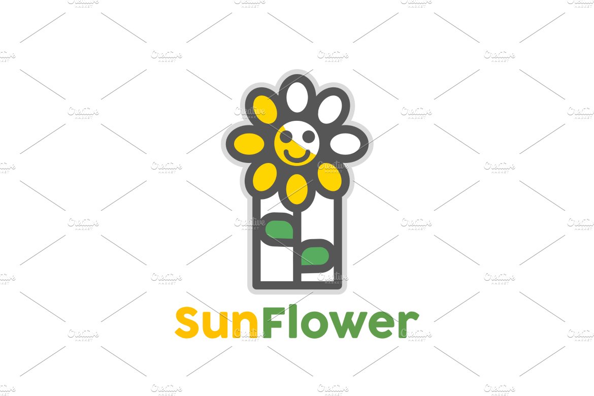 Sun flower logo badge cover image.