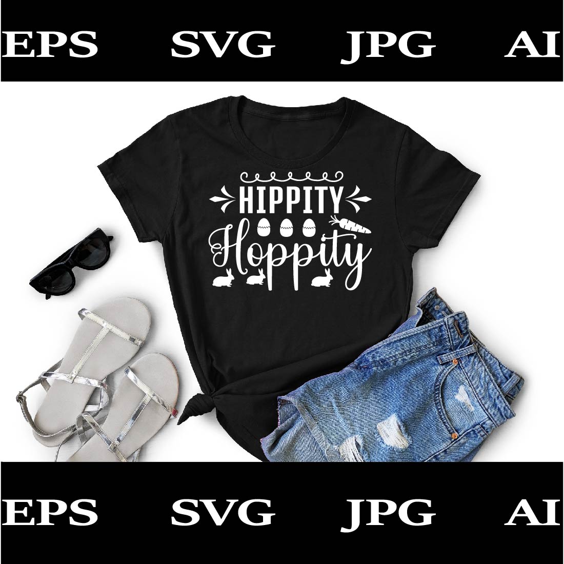 Hippity Hoppity Svg Cut File Design preview image.