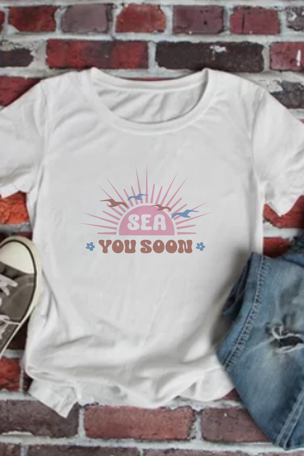 Sea You Soon, Summer t shirt Design pinterest preview image.