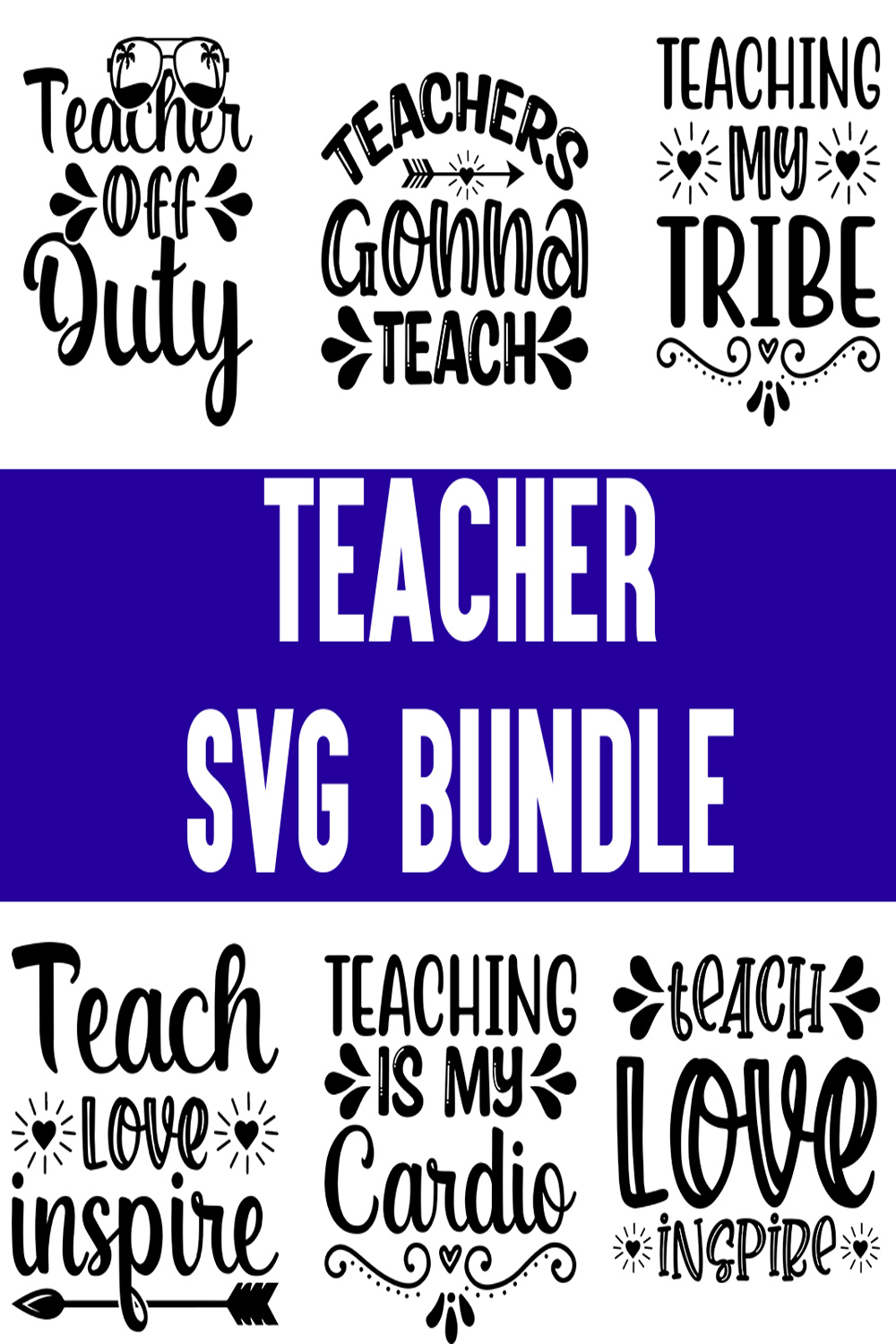 Teacher SVG Bundle pinterest preview image.