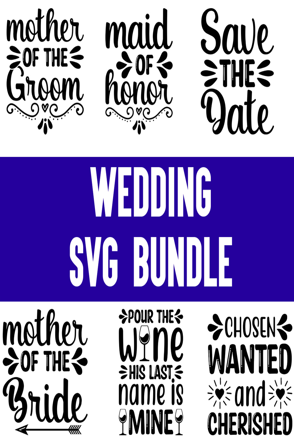Wedding SVG Bundle pinterest preview image.