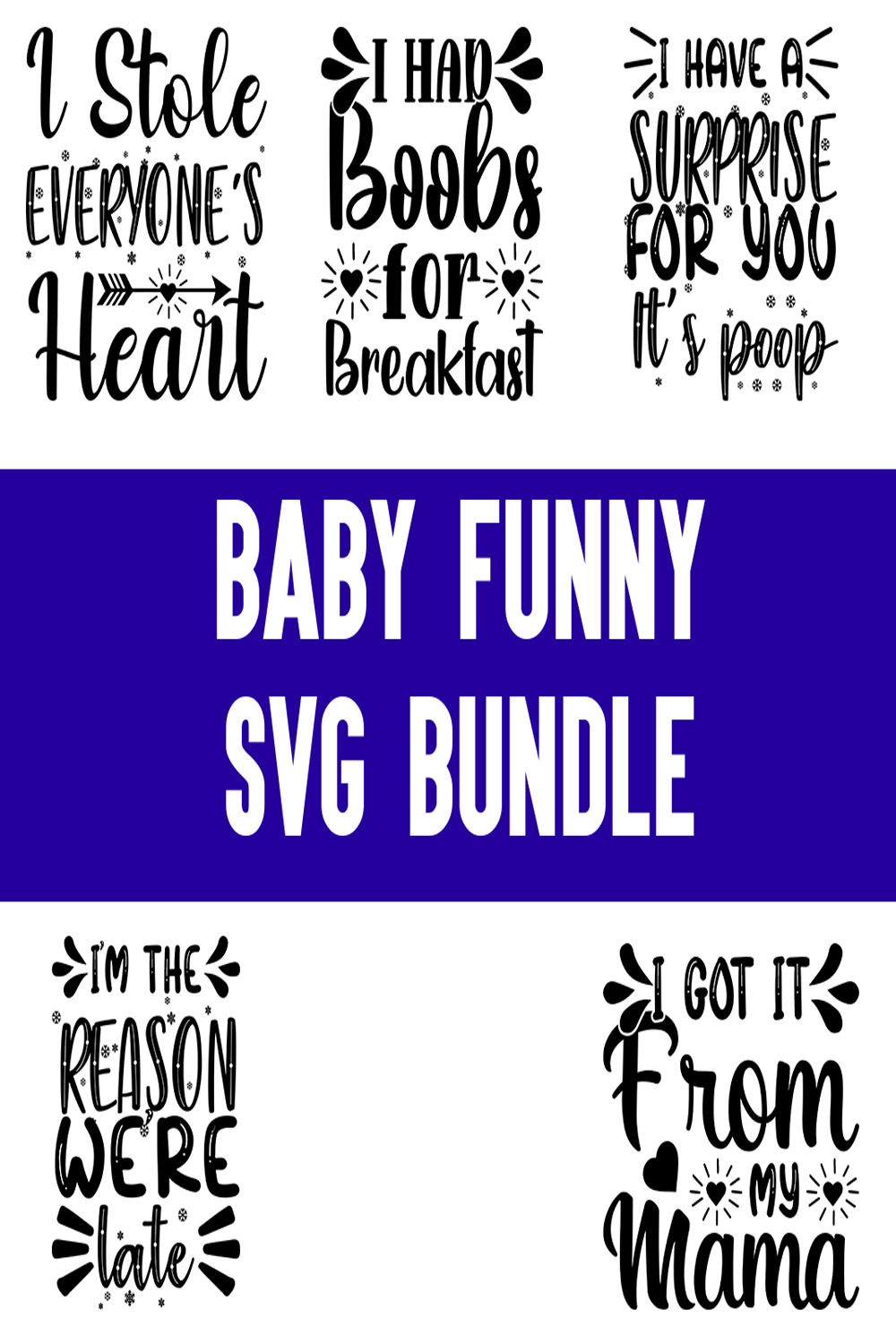 Baby Funny svg Bundle pinterest preview image.