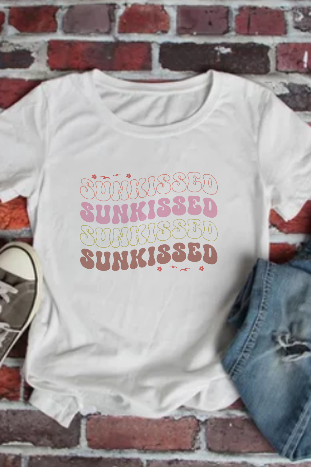 Sunkissed, Summer t-shirt Design pinterest preview image.