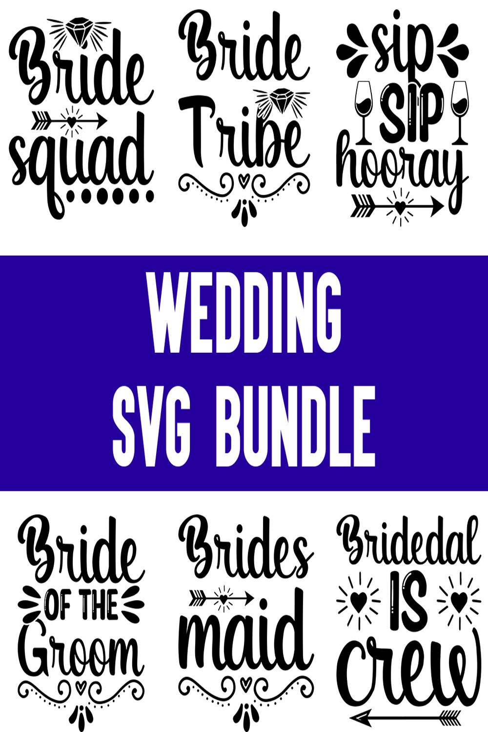 Wedding SVG Bundle pinterest preview image.