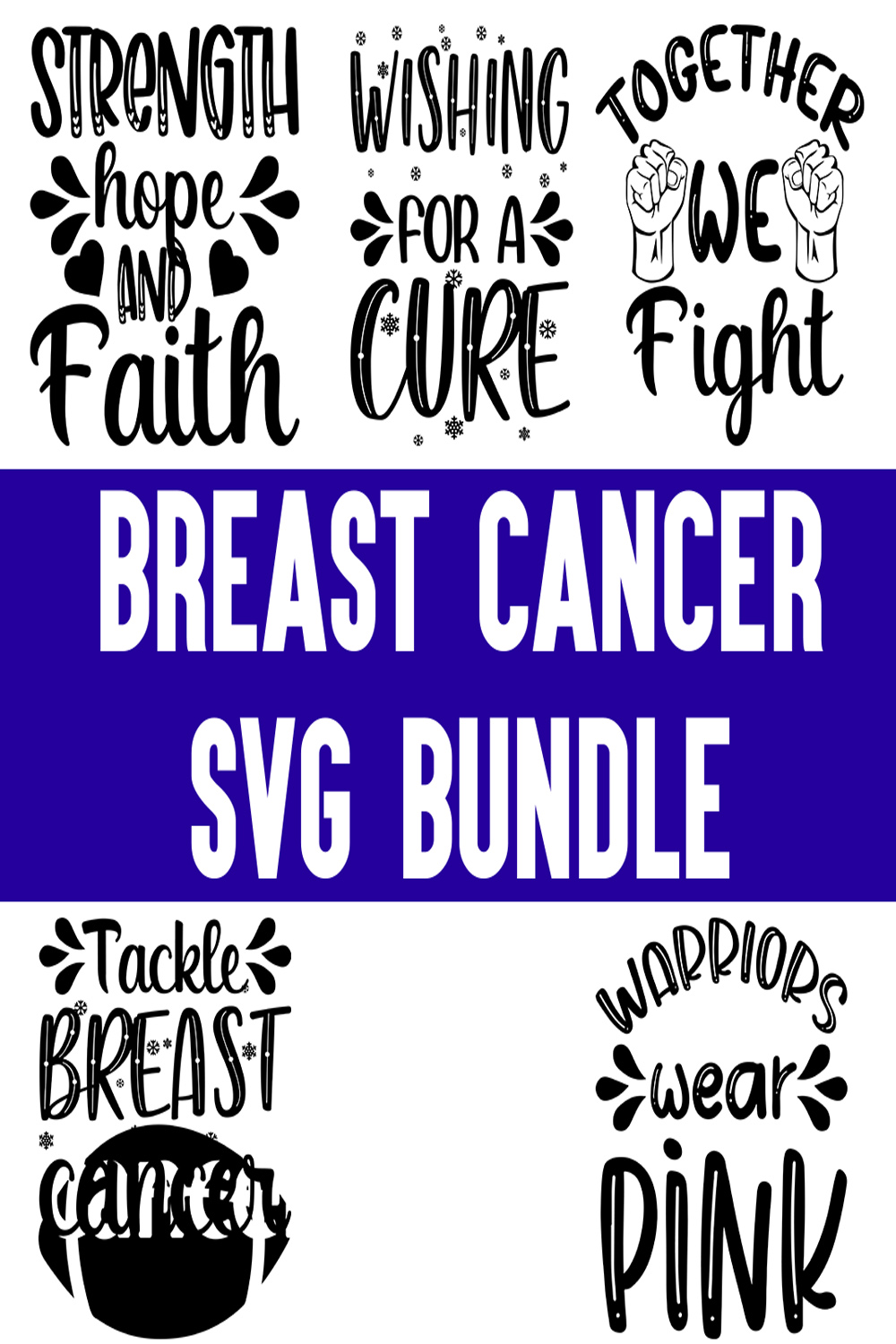 Breast Cancer svg Bundle pinterest preview image.