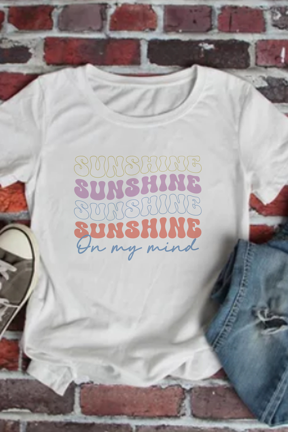 Sunshine On My Mind, Summer t-shirt Design pinterest preview image.