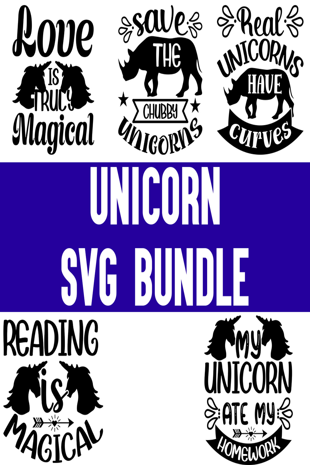 Unicorn svg Bundle pinterest preview image.