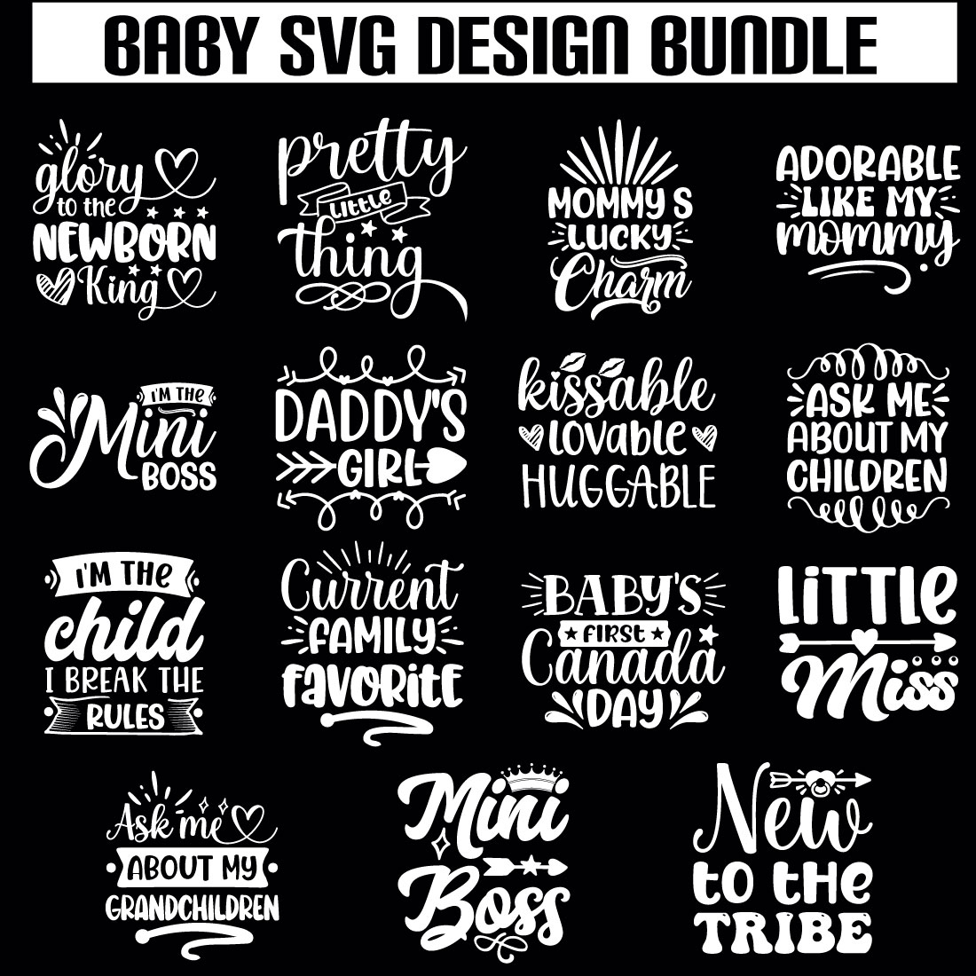 Baby svg design bundle preview image.