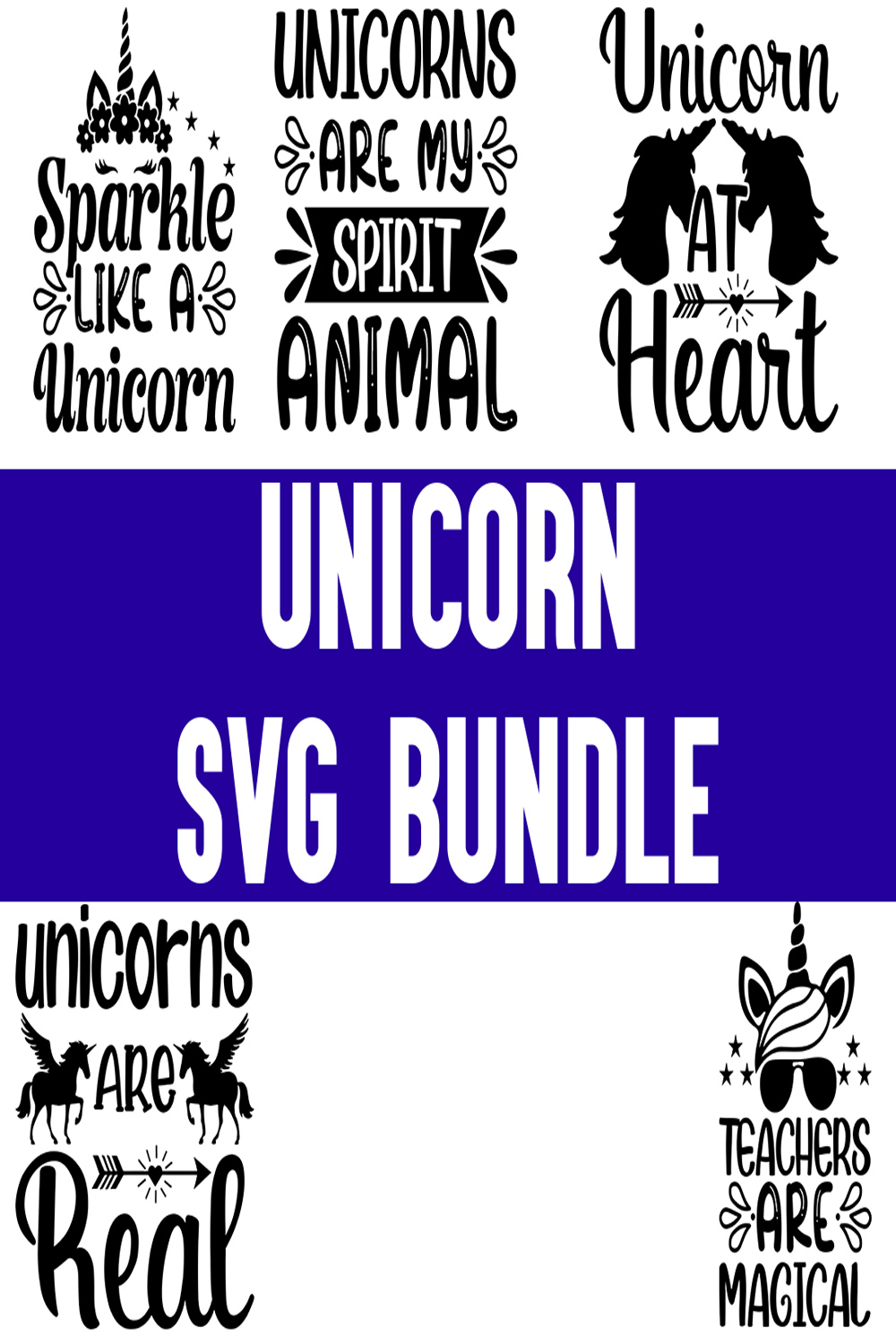 Unicorn svg Bundle pinterest preview image.