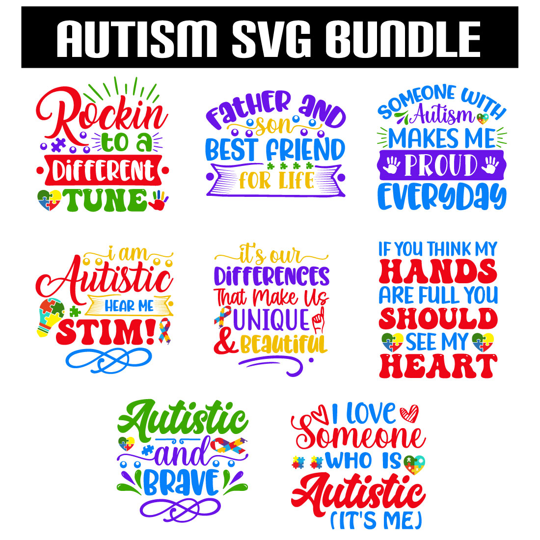Autism Svg Bundle preview image.