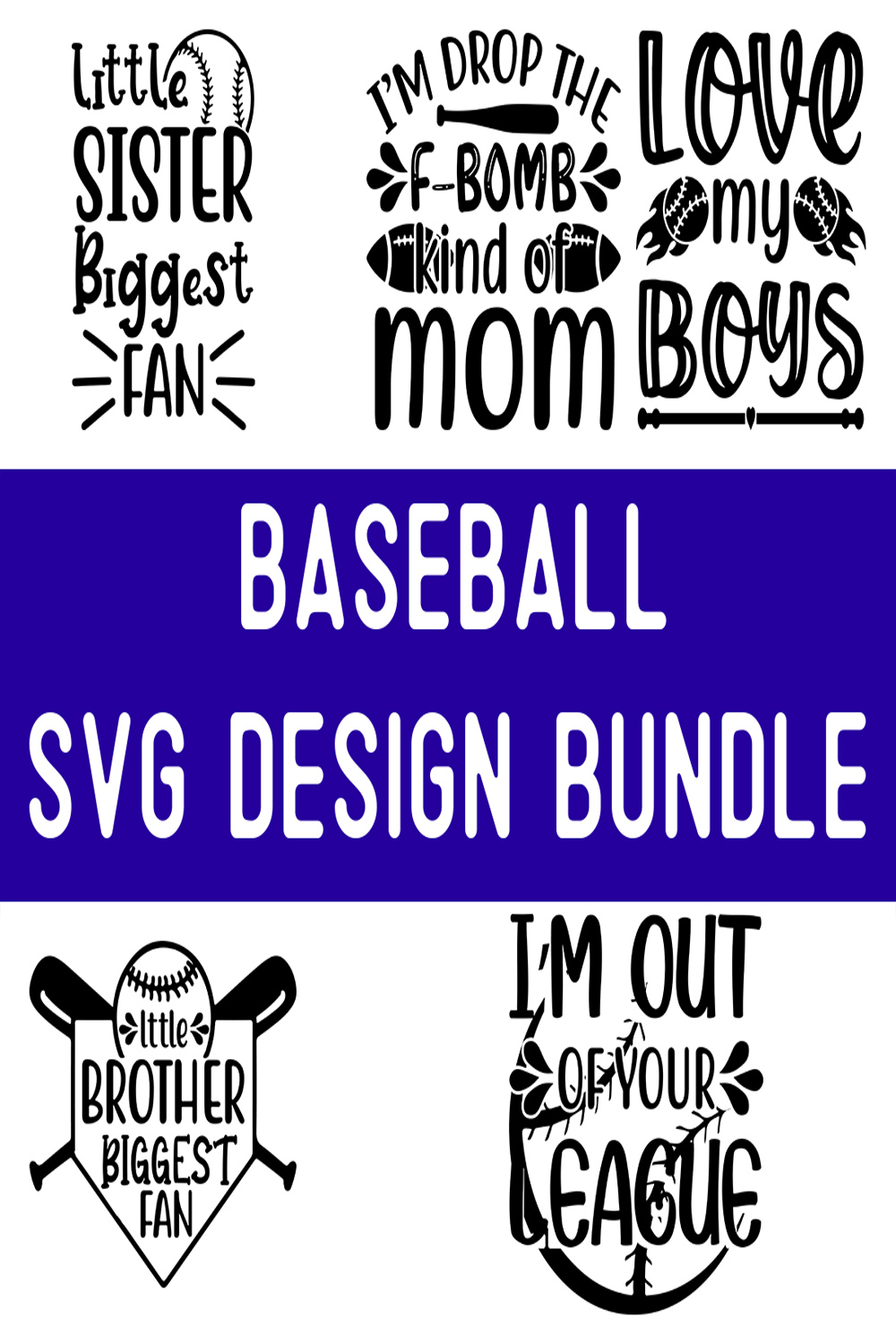 Baseball SVG Design Bundle pinterest preview image.