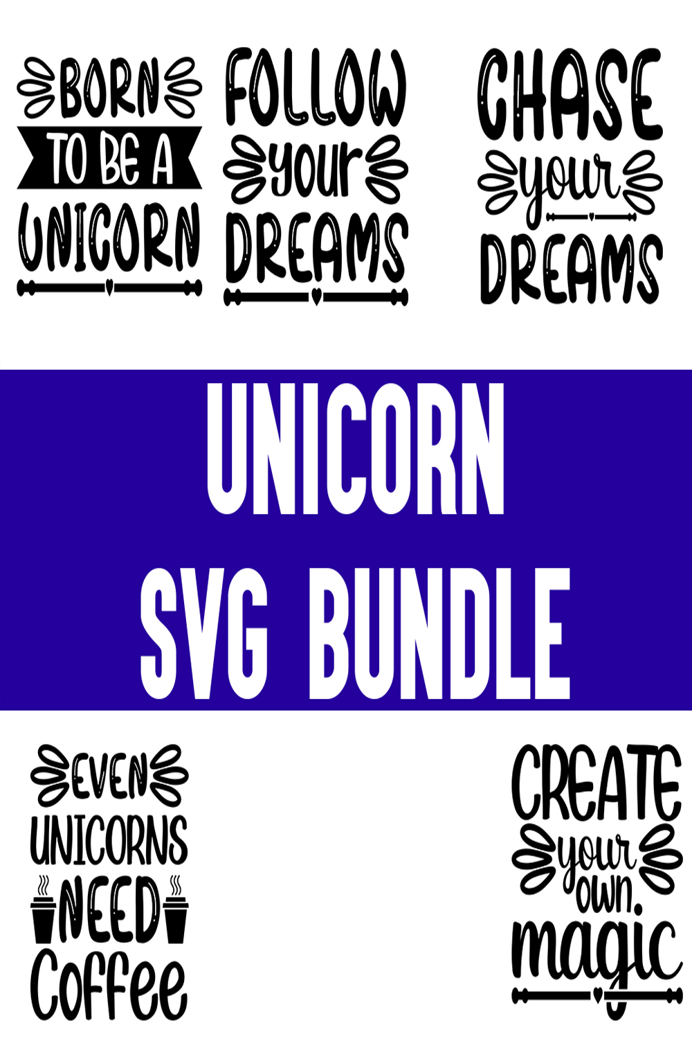 Unicorn svg Bundle pinterest preview image.