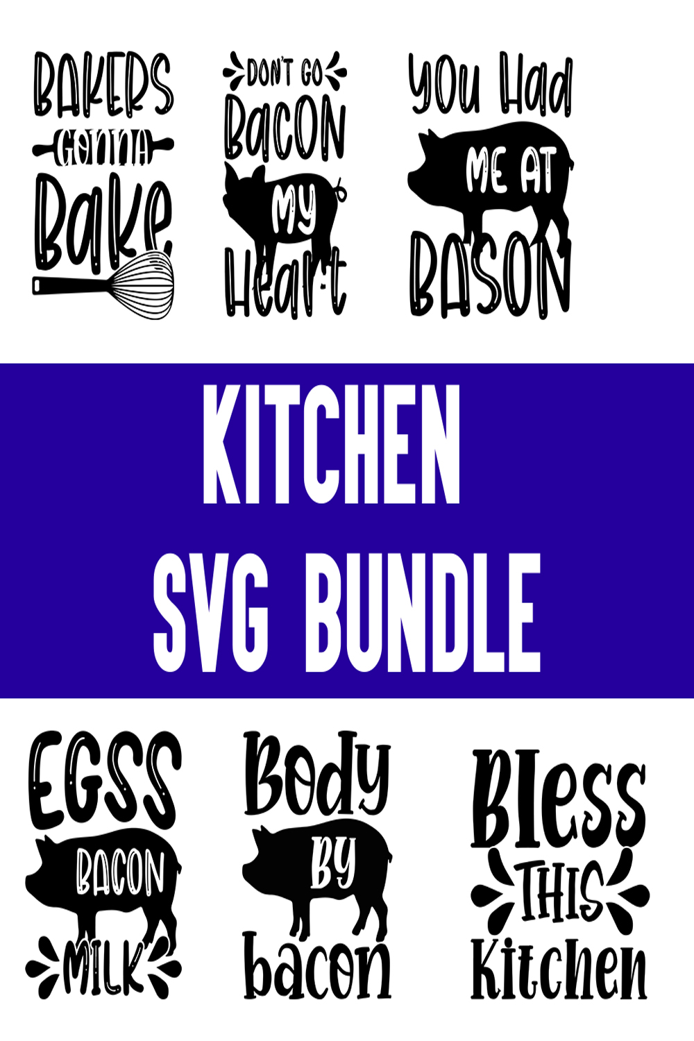 Kitchen svg Bundle pinterest preview image.