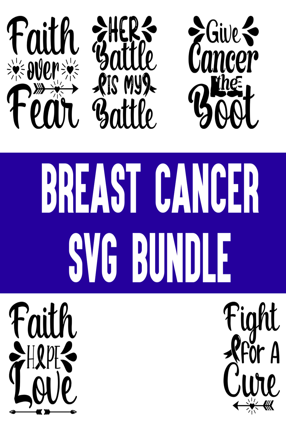 Breast Cancer svg Bundle pinterest preview image.