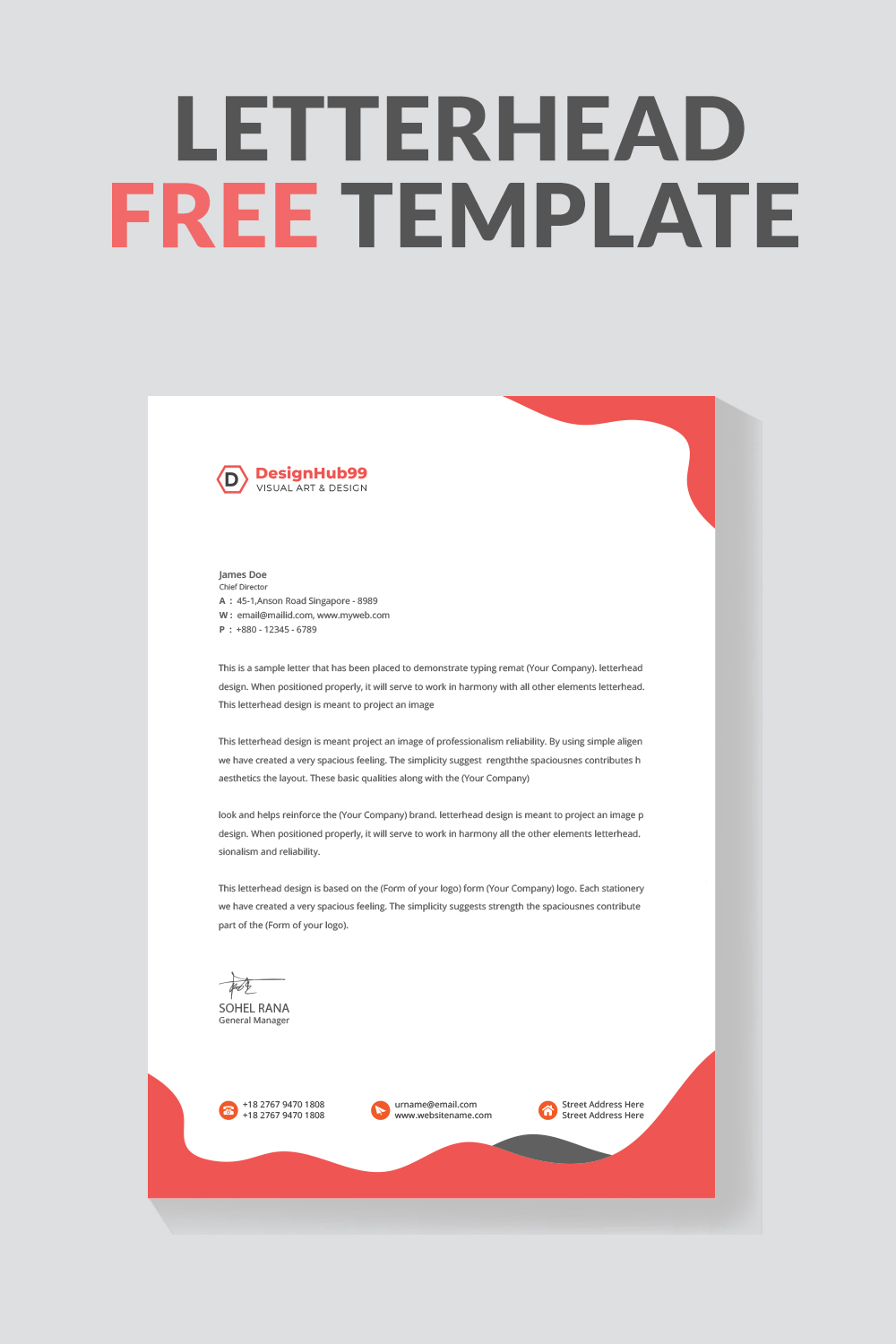 Company letterhead template pinterest preview image.