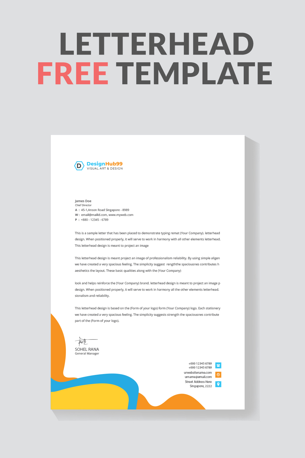 Business Letterhead Design Template, modern letterhead design template free pinterest preview image.