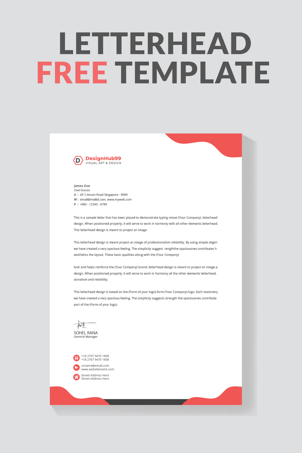 creative modern letter head design template for your project letterhead, letter head, Business letterhead design Free pinterest preview image.