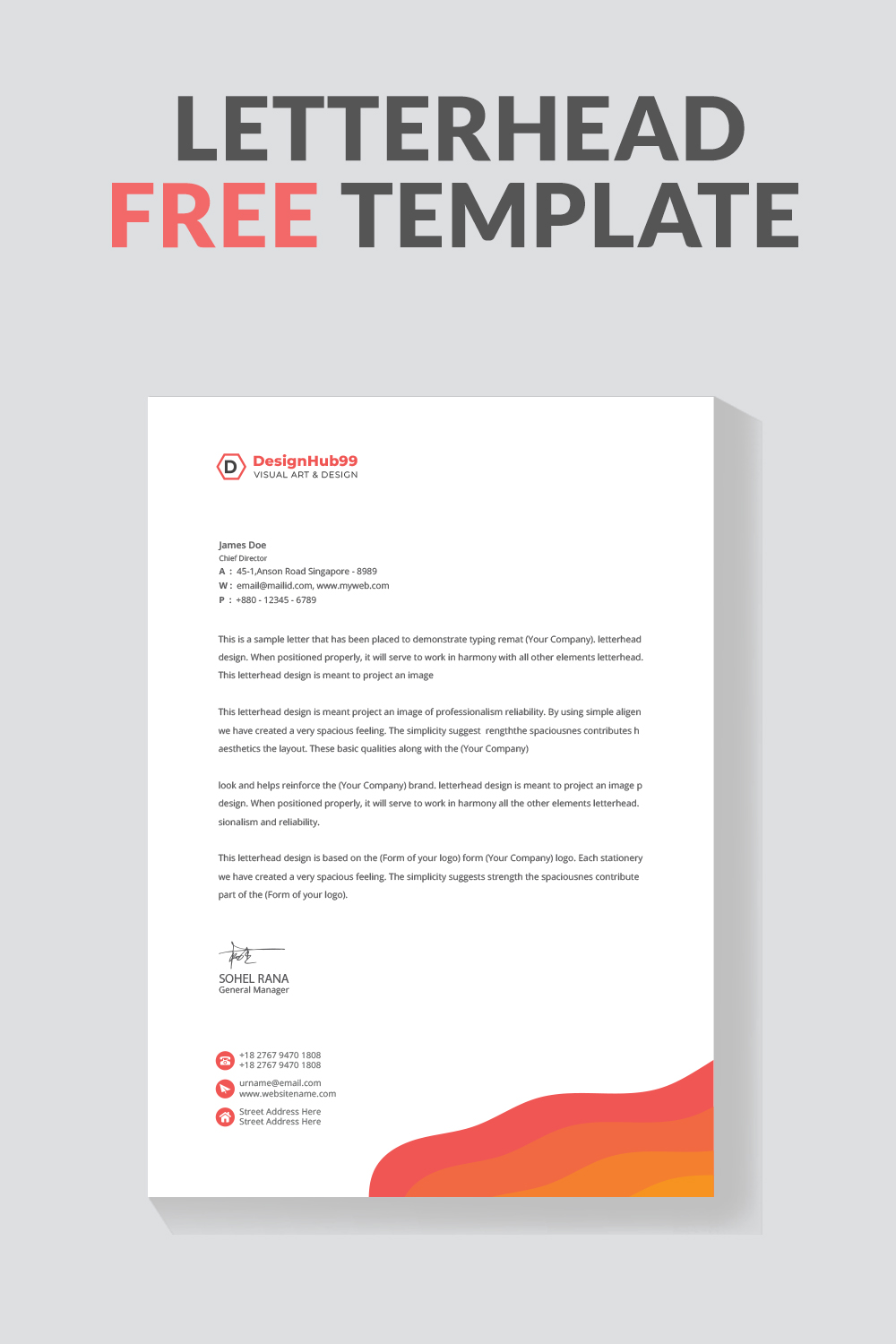 letterhead, letter head, Business letterhead design Free pinterest preview image.