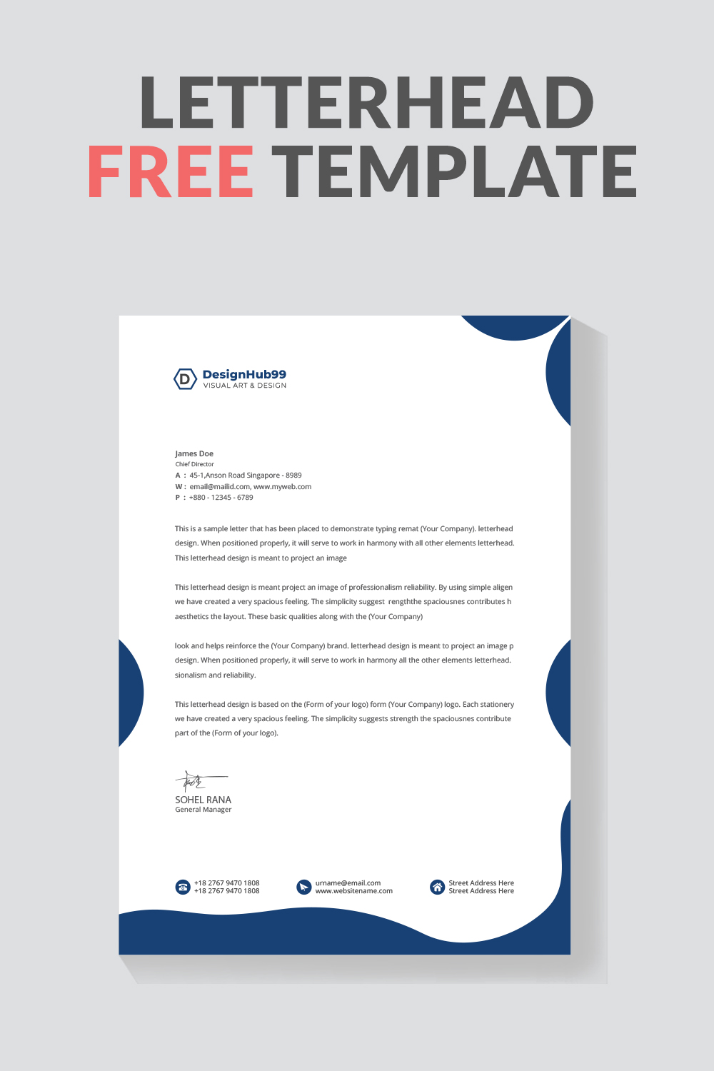 Modern Business Letterhead Design Template, modern letterhead design template free pinterest preview image.