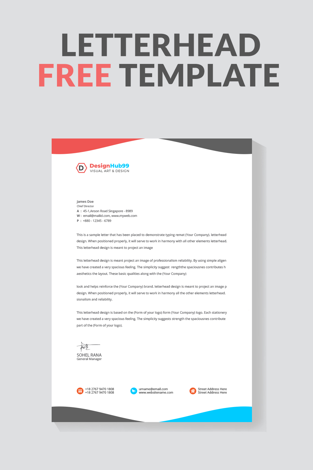 Professional business letterhead template design pinterest preview image.