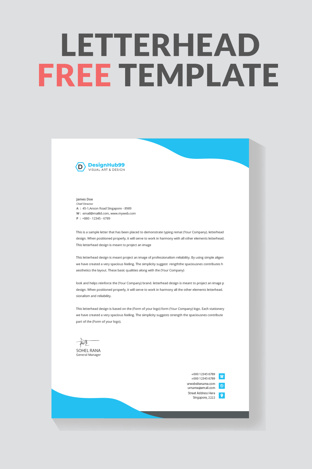 modern letterhead design template free pinterest preview image.