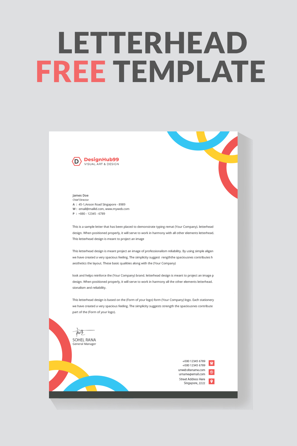 modern letterhead design template free pinterest preview image.