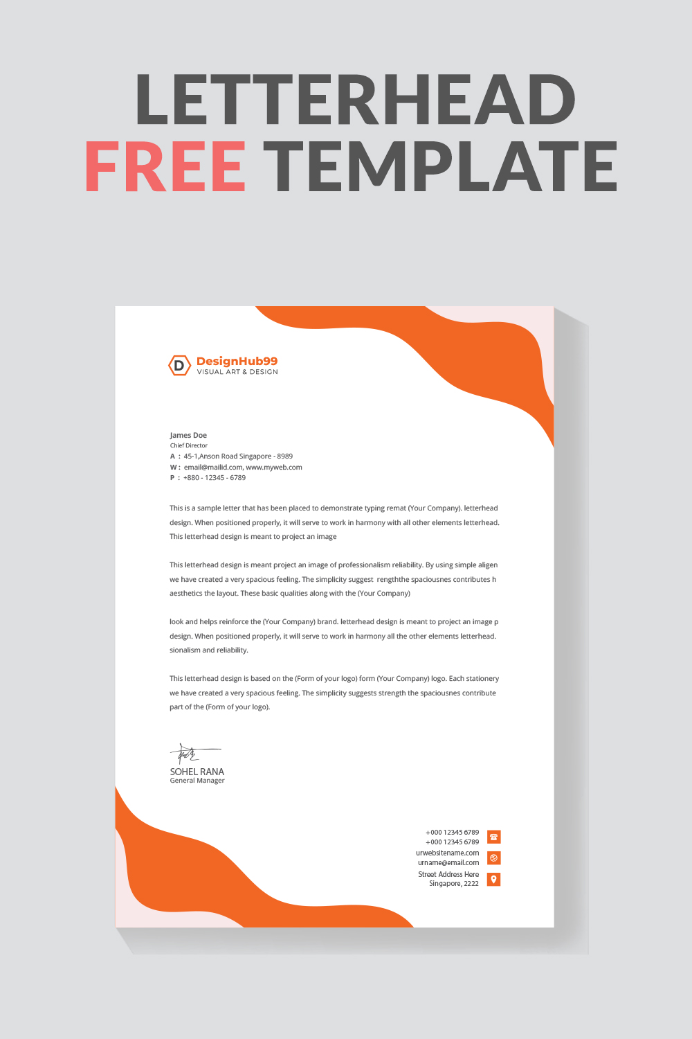 modern letter head design template for your project letterhead, letter head, Business letterhead design Free pinterest preview image.