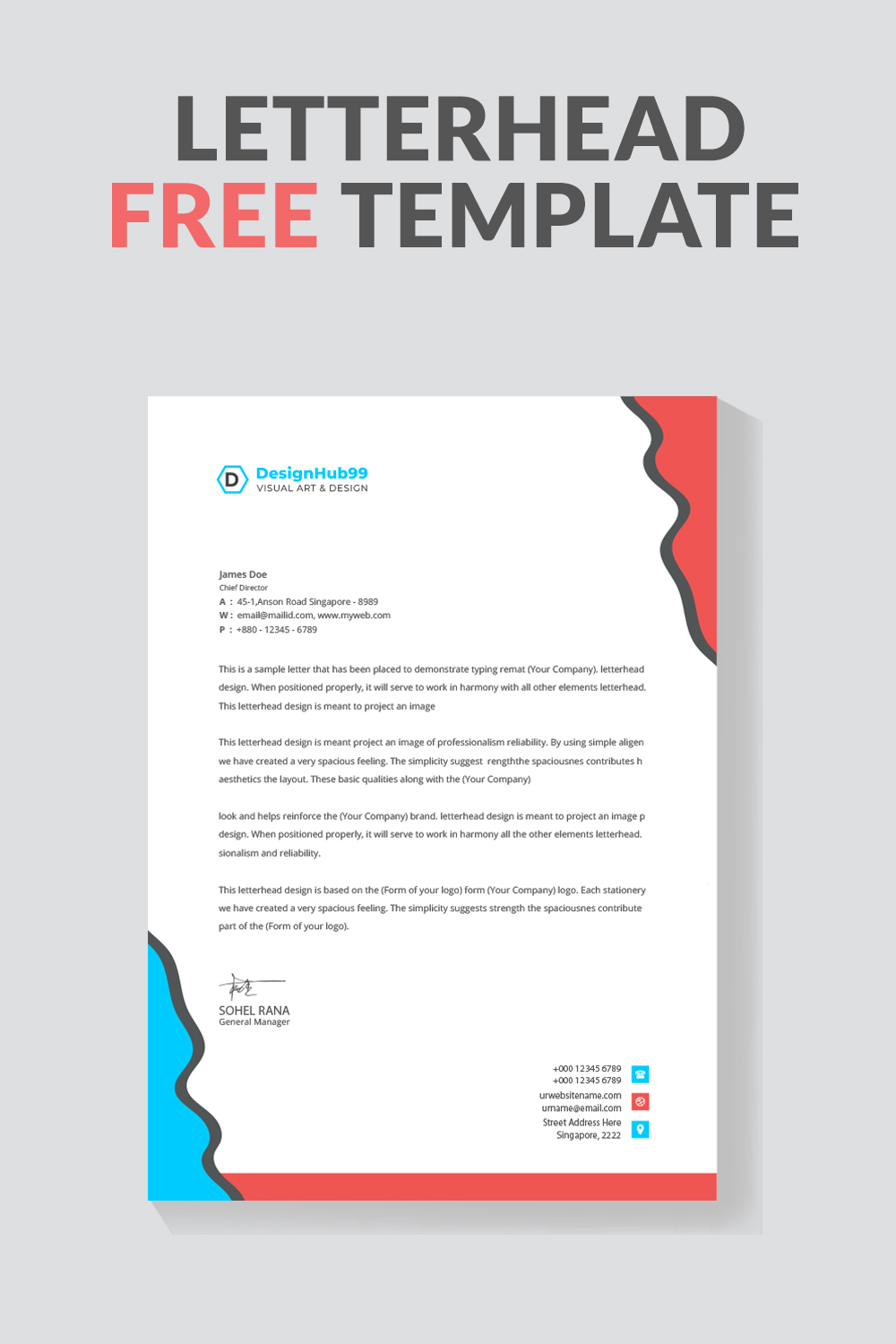 Modern company letterhead pinterest preview image.