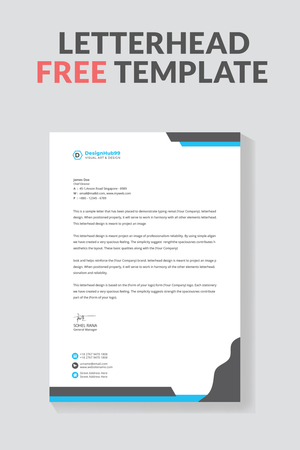 Business letterhead template design  free pinterest preview image.