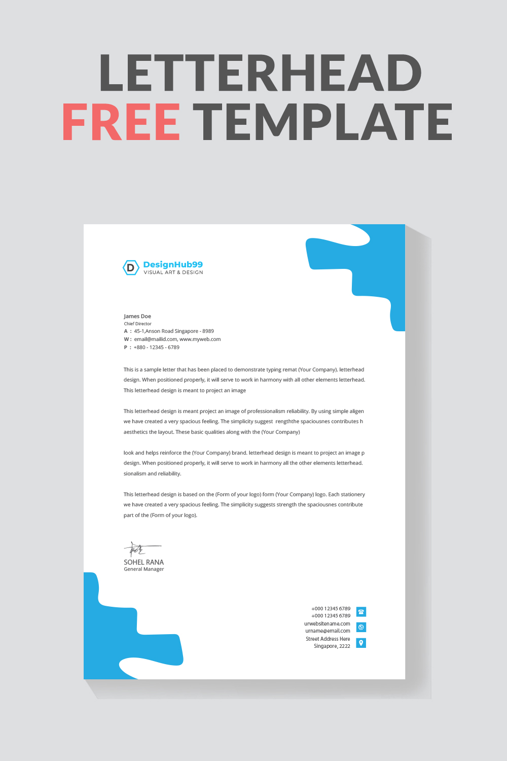 creative modern letter head design template for your project letterhead, letter head, Business letterhead design Free pinterest preview image.