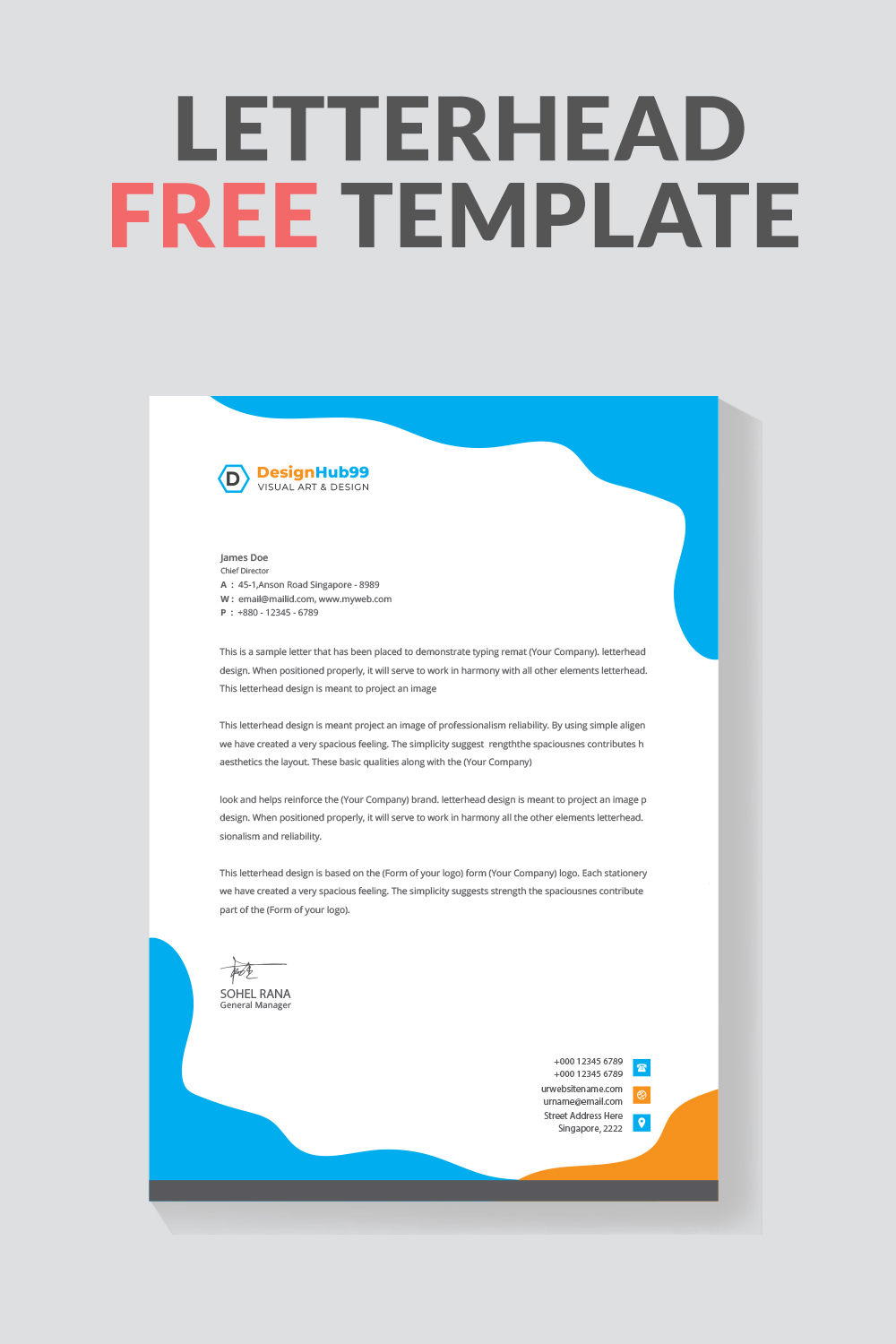 minimalist corporate letterhead template design pinterest preview image.