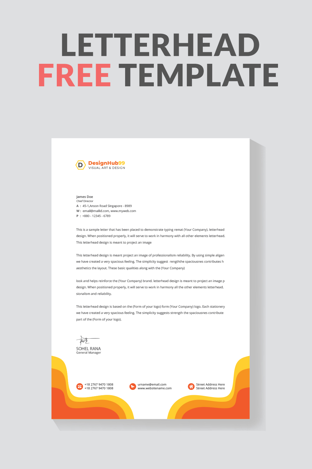 creative modern letter head design template for your project letterhead, letter head, Business letterhead design Free pinterest preview image.