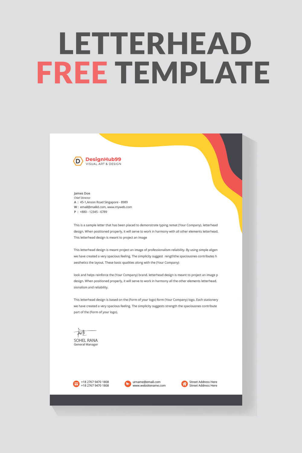 modern letterhead design template ,letter head, Business letterhead template design  free pinterest preview image.