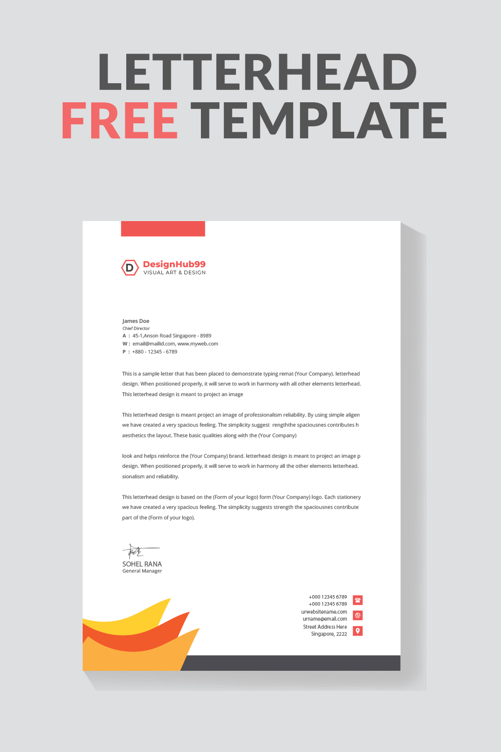 letterhead design template ,letter head, Business letterhead template design  free pinterest preview image.
