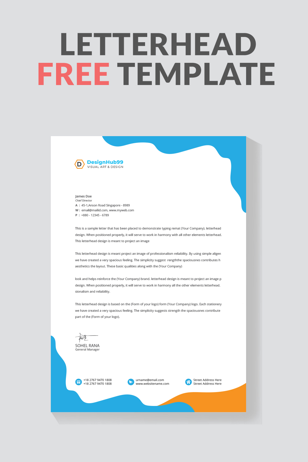 modern letterhead design template free pinterest preview image.