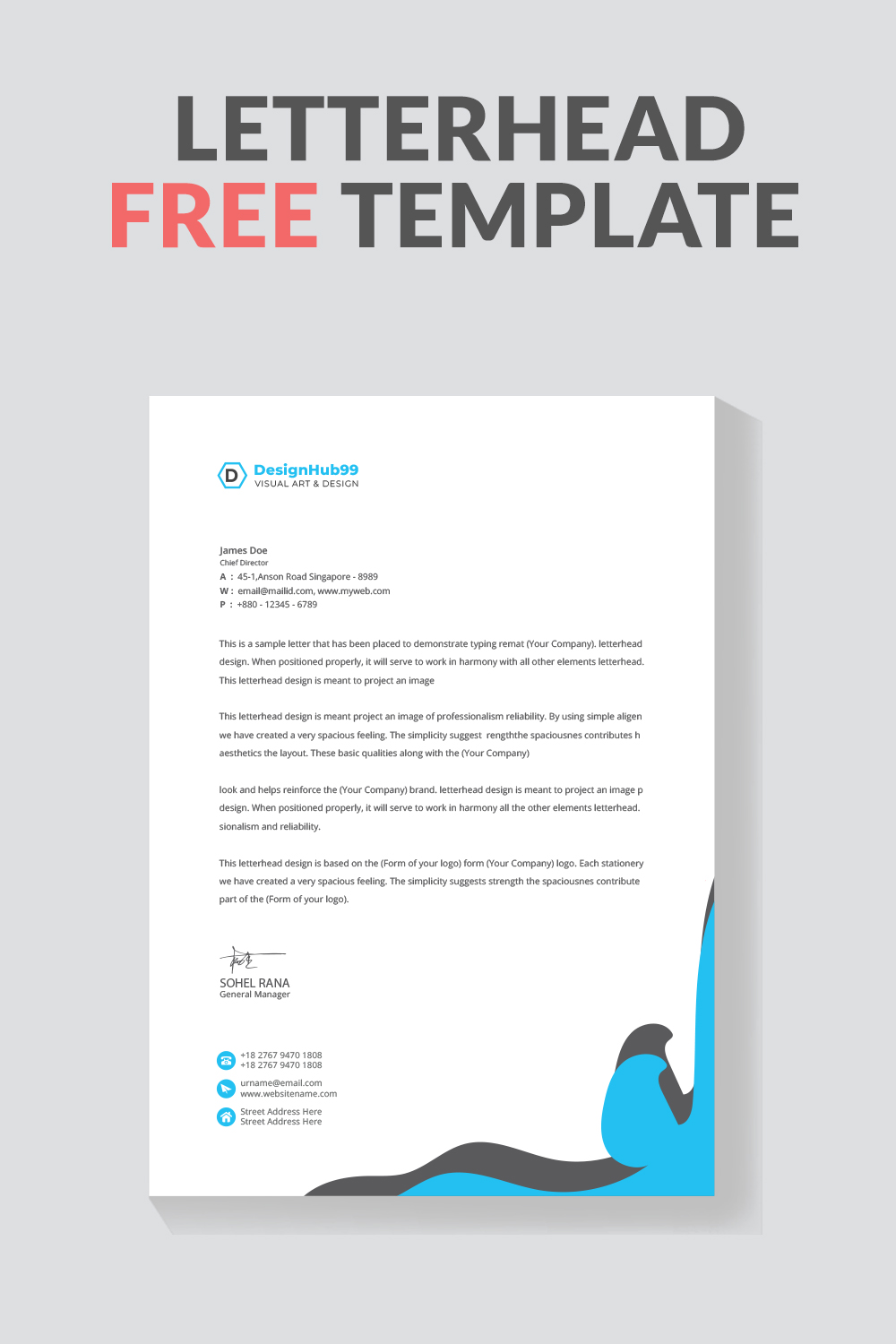 letterhead design Free pinterest preview image.