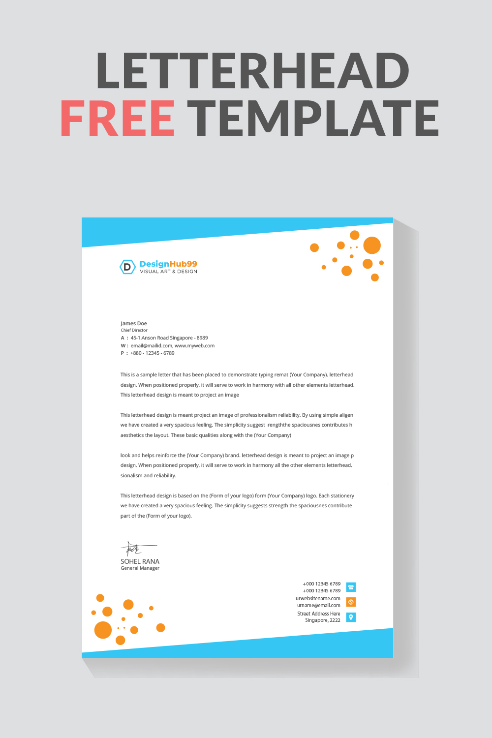 modern letterhead design template free pinterest preview image.