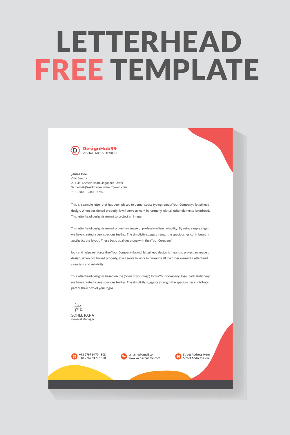 letterhead design template ,letter head, Business letterhead template design  free pinterest preview image.