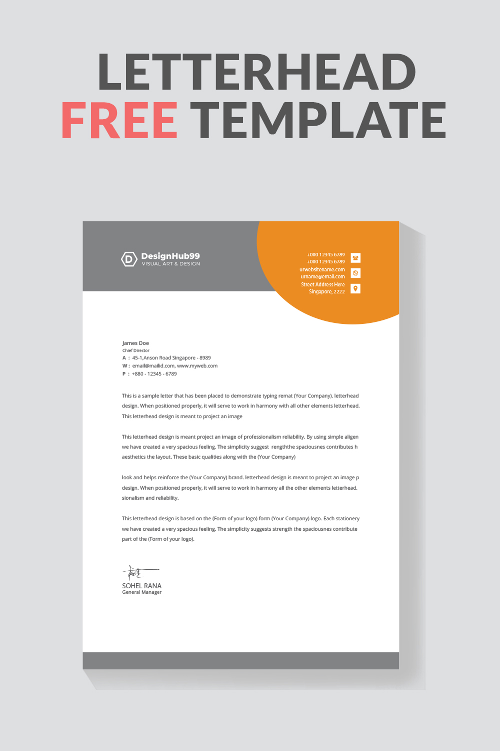 Business letterhead design Free pinterest preview image.