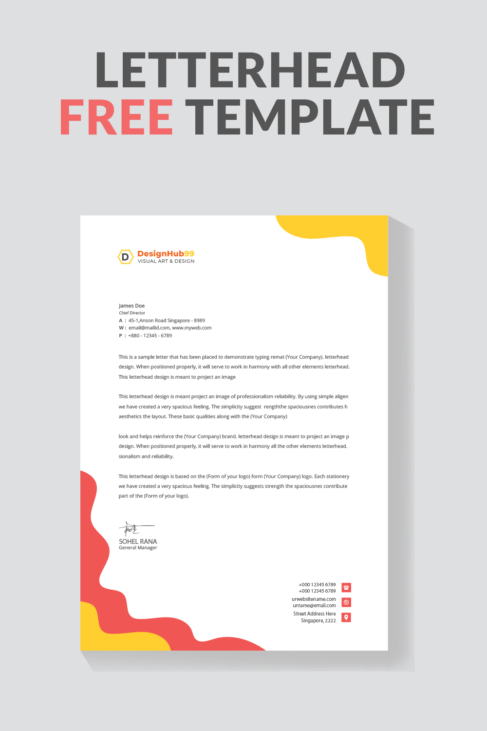 letterhead, letter head, Business letterhead design Free pinterest preview image.