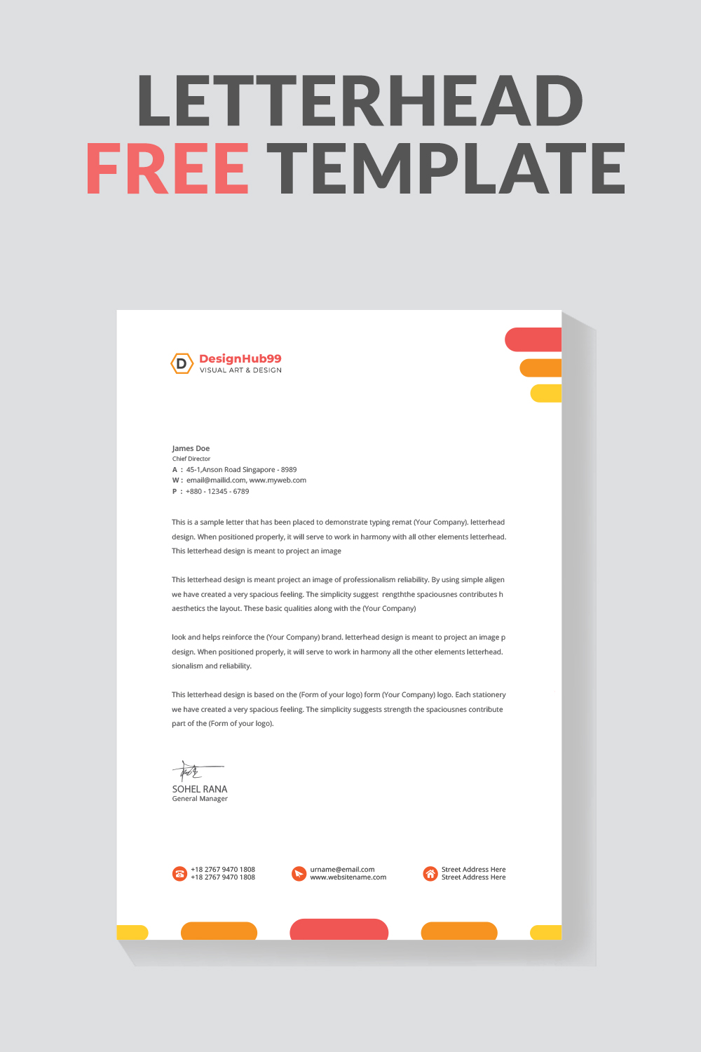 modern letterhead design template ,letter head, Business letterhead template design  free pinterest preview image.