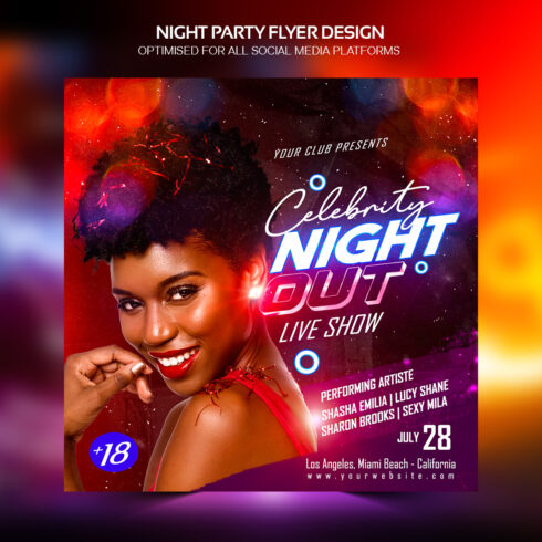 Night Party Flyer Template PSD cover image.