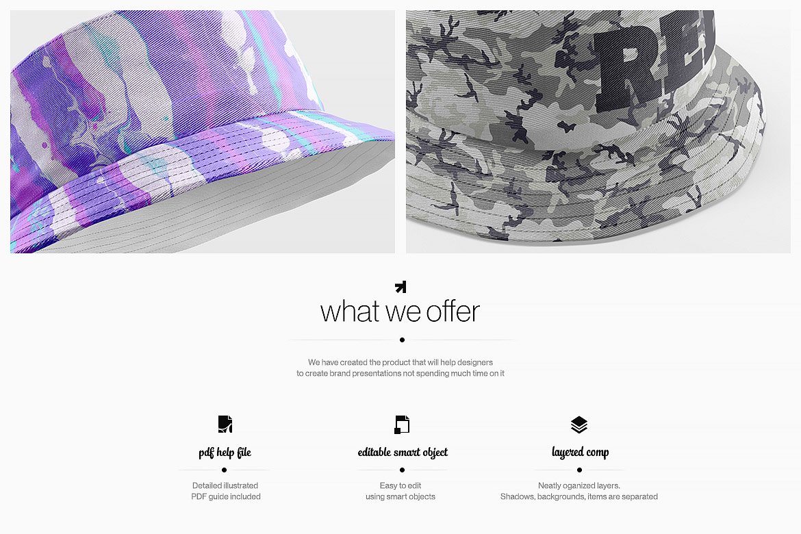 Bucket Hat Mockup Pack preview image.