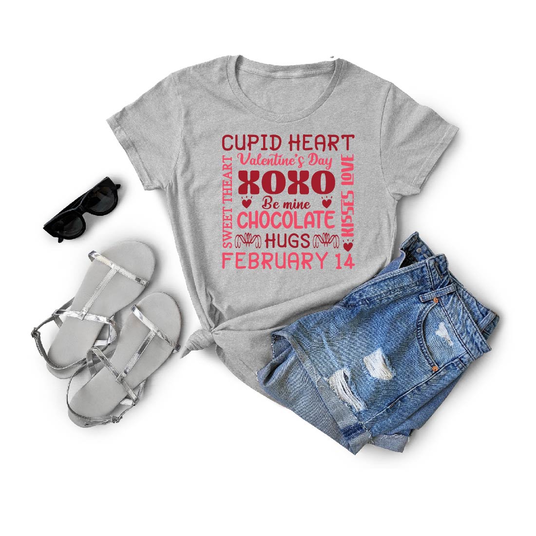 Cupid Heart Valentine’s Day Kisses Love Be Mine Xoxo Chocolate Sweet The Art February 14 Hugs T-Shirt File preview image.