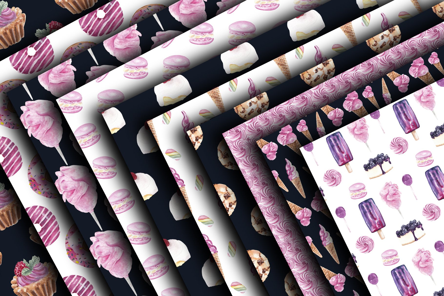 Sweets & desserts clipart & patterns preview image.