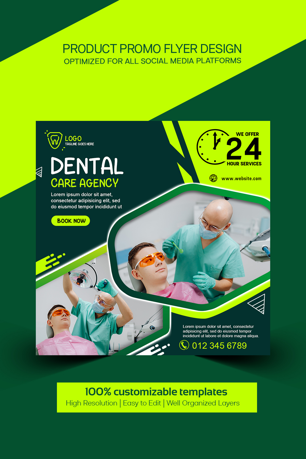 Professional Dental Flyer Template pinterest preview image.