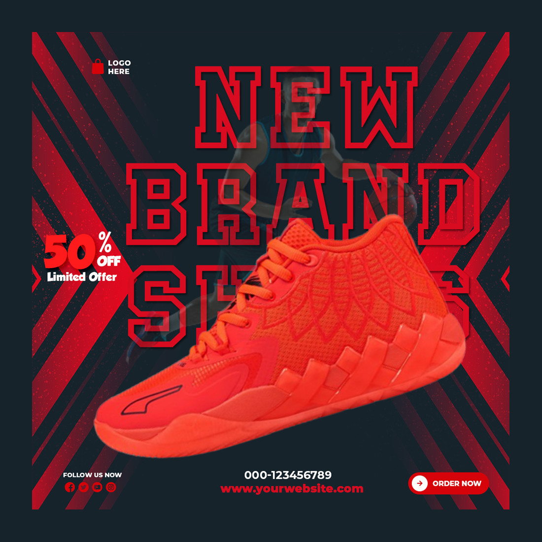 PSD Shoes Facebook Post and InstagramPost or social media post template preview image.